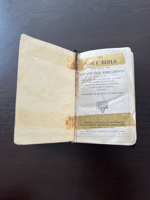Biblie veche colectie Primul Razboi Mondial 1917 YMCA / Armata Americana
