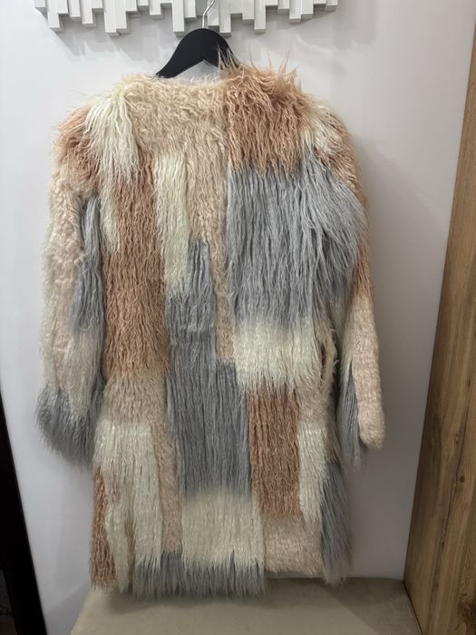 Дълго шарено палто от изкуствен косъм ASOS