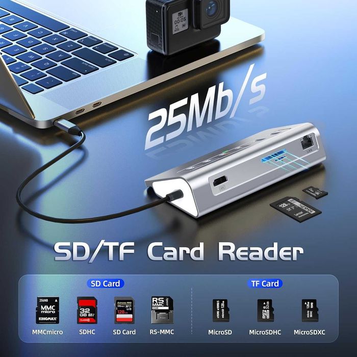 intpw P9R PRO USB C хъб,10-в-1  4K/60Hz HDMI,10Gbps Type C и USB A 3.2