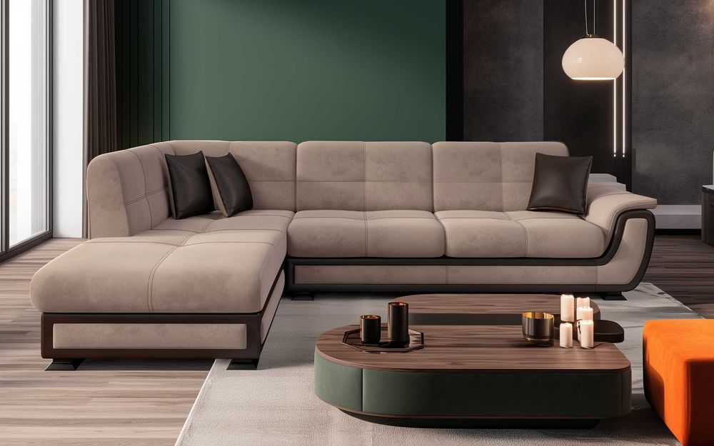 Табуретка и ъглов диван