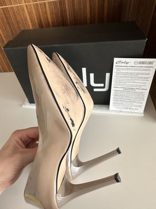 Pantofi eleganti Coly, piele lacuita, model stiletto marimea 38