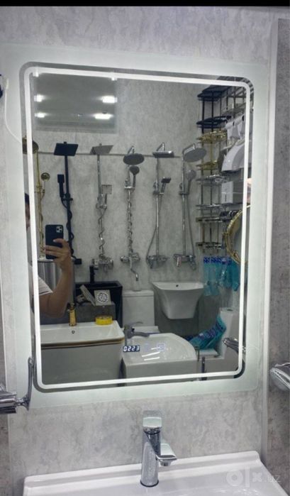 Зеркало с LED подсветкой для ванной, сенсор, 3 режима,