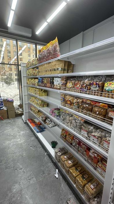 Стеллажи и полки для магазина, кассовый стол, Алматы, рассрочка