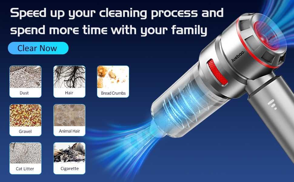 Ръчна безжична прахосмукачка за кола: 16000Pa мощни