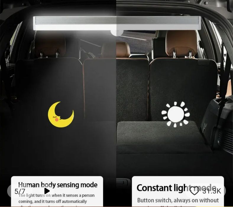 Магнитна USB зареждаща се LED автомобилна светлина