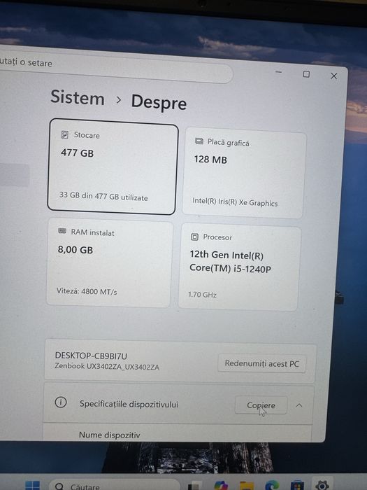 Laptop Asus zenbook 14 i5 gen 12
