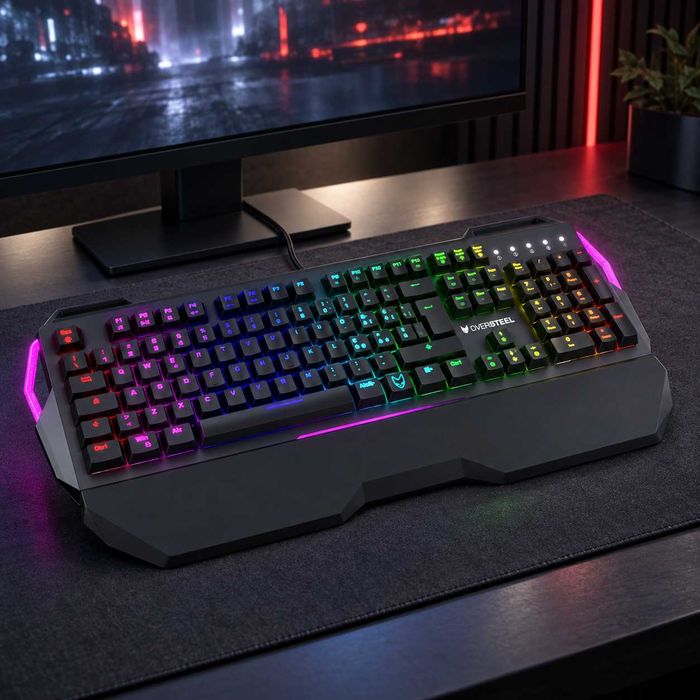 Tastatură mecanică gaming Oversteel IRON RGB, cu fir, layout italian, nouă