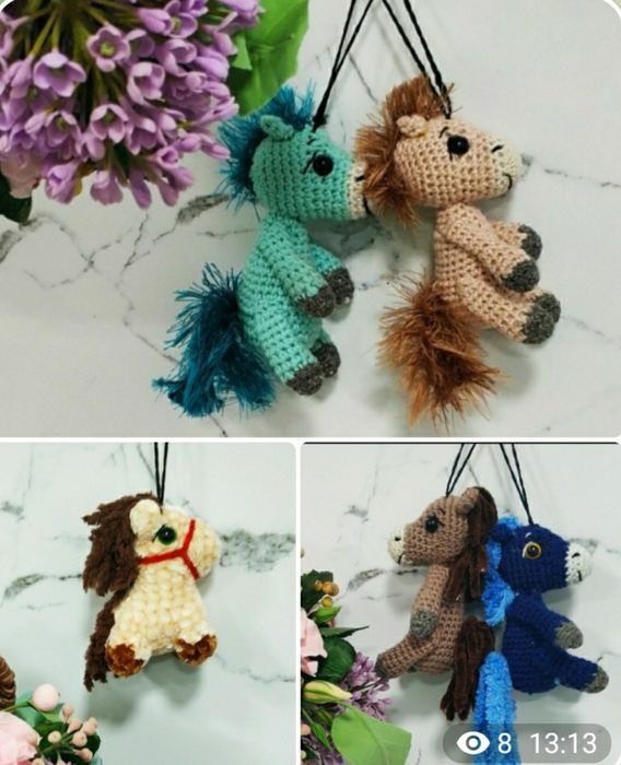 Брелоки лошадки вязаные