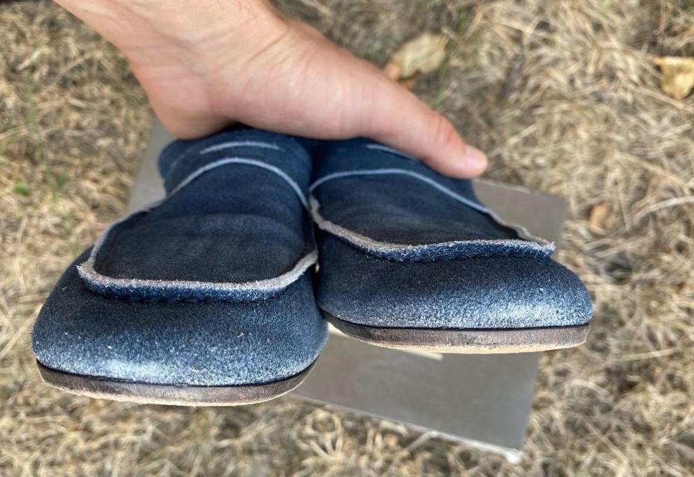 Pantofi frumosi  mocasini albastri piele intoarsa 42