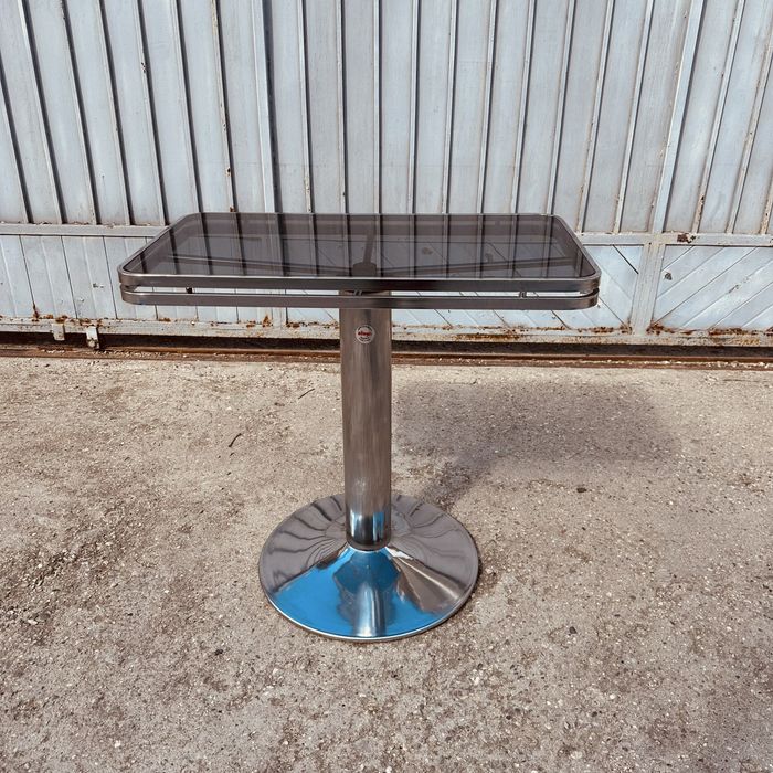 Италианска конзолна маса Allegri Parma 70-те – хром и опушено стъкло