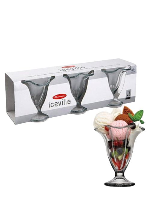 Креманка  фигурная 3 шт, стекло 200 ml