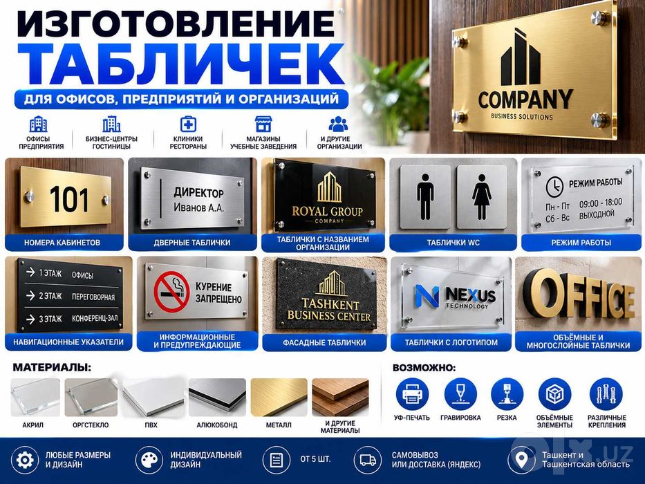 Изготовление табличек для офисов и организаций