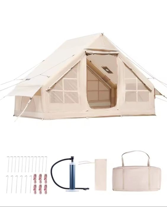 Cort Glamping Gonflabil 6mp 4 persoane Hot Tent Camping 4 anotimpuri