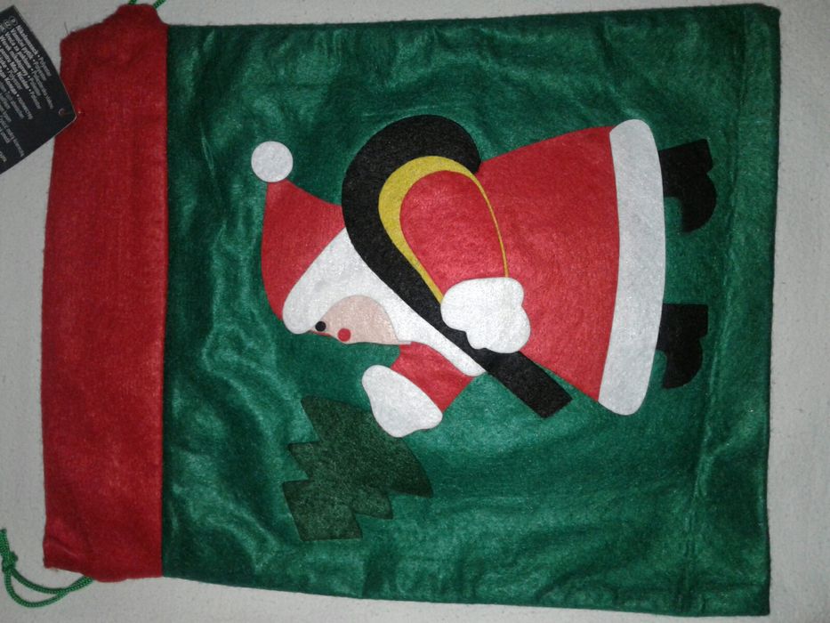 Saculet de Mos Craciun, nou, R/V, 33x27cm, imprimeu, snur