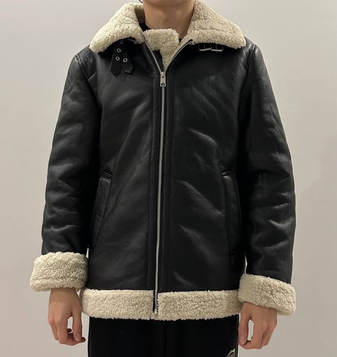 Мужская дубленка в стиле авиатор