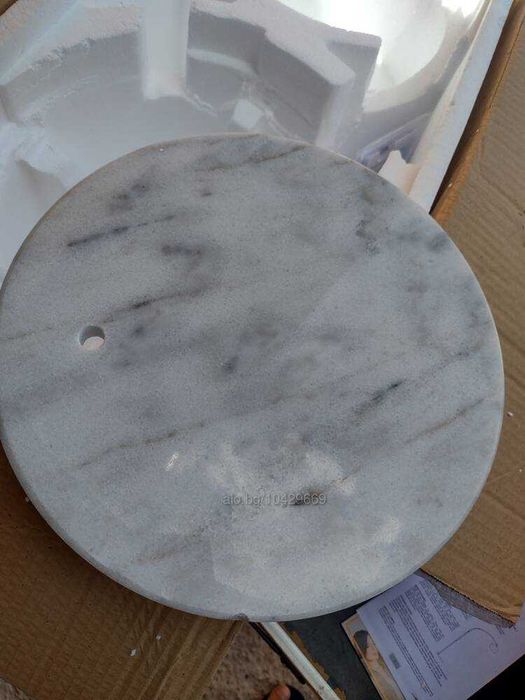 Лампа със стойка тип дъга оранжев плафон/мраморна стойка E27 60 W