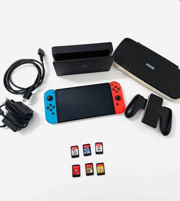 Nintendo Switch OLED + 6 jocuri populare-Pachet complet