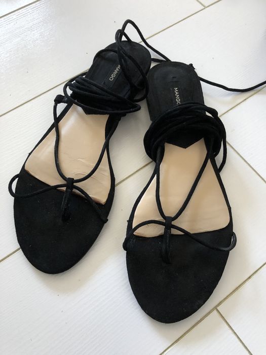 Sandale din piele intoarsa Mango