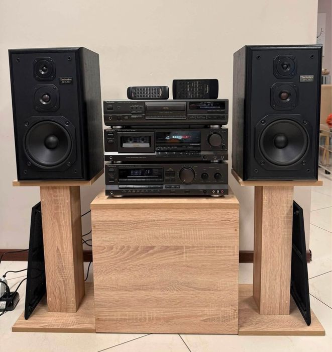 Ретро аудио сет TECHNICS - ресийвър с дистанционно, CD плеър с дистанционно и дек + опция грамофон и колони