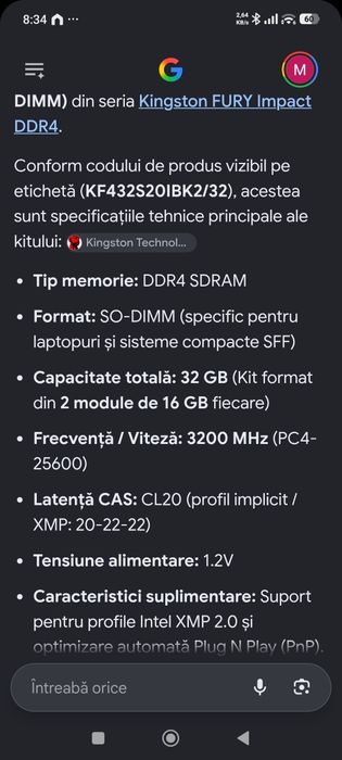 Vand ram laptop ddr4 fury  32 gb