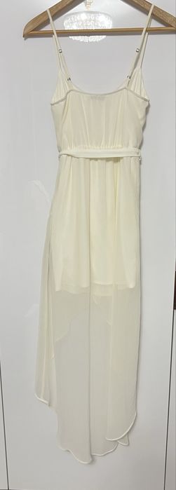 Rochie Zara, alb crem ,din voal, lunga , model lalea, S