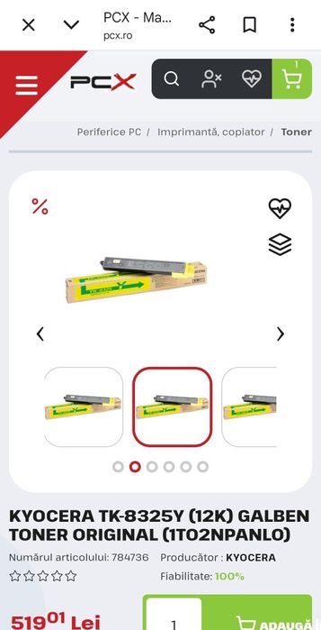 Toner KYOCERA Black,Yellow , Magento, Cyan.