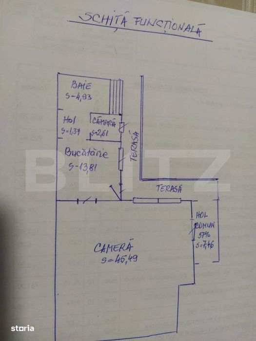 Apartament de vanzare, cu o camera, 73 mp, etaj 1, zona centrala