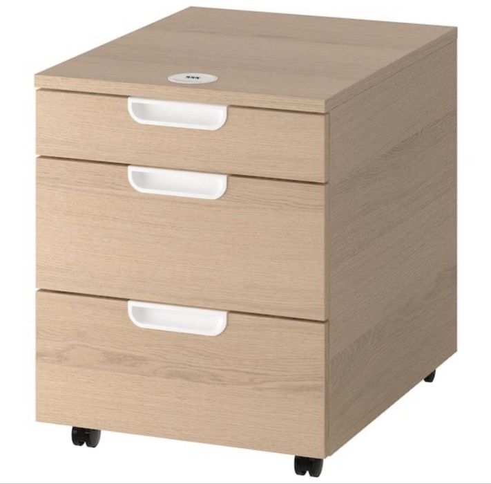 Comode de birou Ikea Galant cu roti, maro astept lemn, cu cirfru