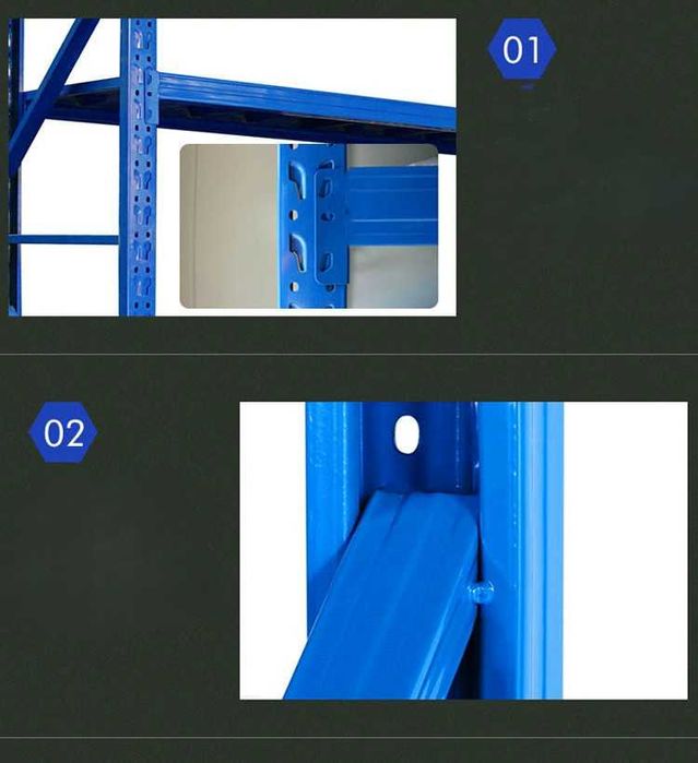 Подвальный металлический стеллаж с прочными регулируемыми полками