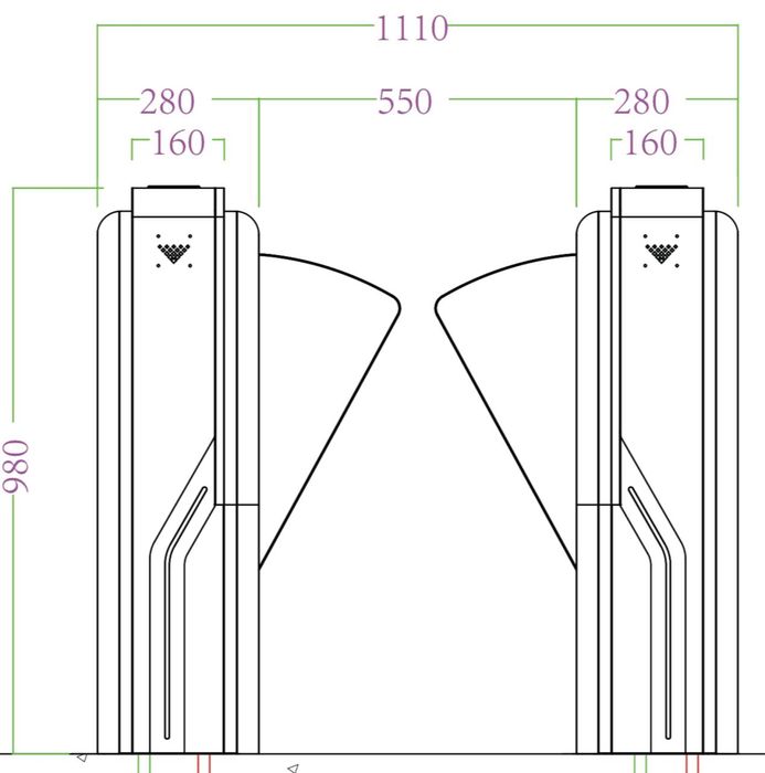 Turboo Compact Flap Barrier Gate EF2213. Турникет