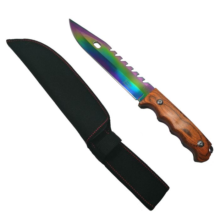 Cutit de vanatoare DEPOX®, Wood Rainbow, 33 cm, multicolor