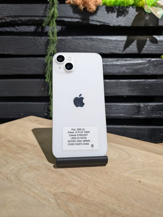 iPhone 14 Plus 128gb Starlight Baterie 100% Originala Neverlocked/Fact+Garantie