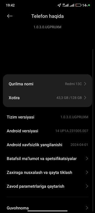 Masalan Redmi 13 C kafolati bn