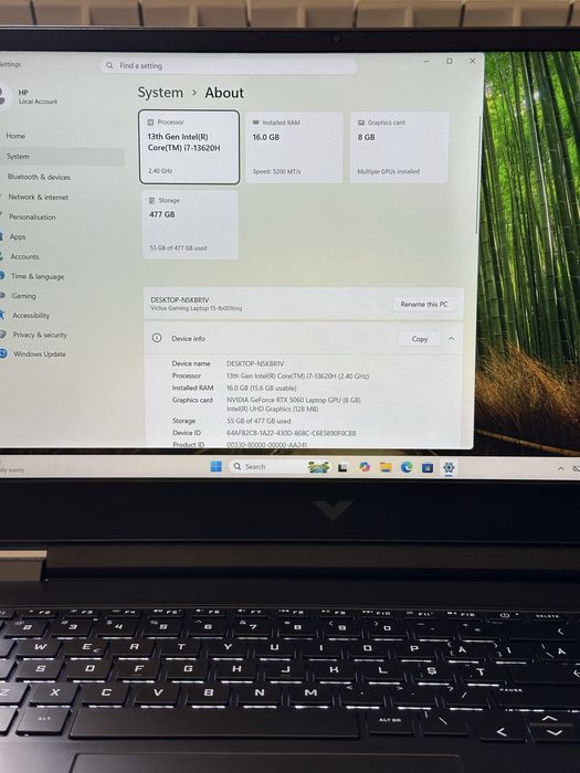 Laptop Gaming HP Victus 15 | Intel i7-13620H | 16GB RAM  DDR5 | RTX 5060 | SSD 512GB | Ca si Nou