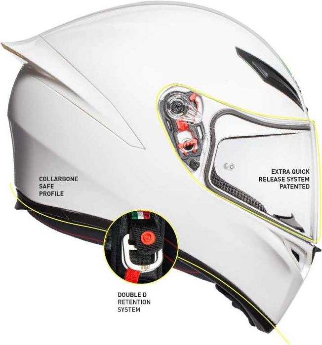 Топ Цена Мото Каска AGV K1 S E2206 - WHITE GLOSS,размер XXL 63-64 NEW