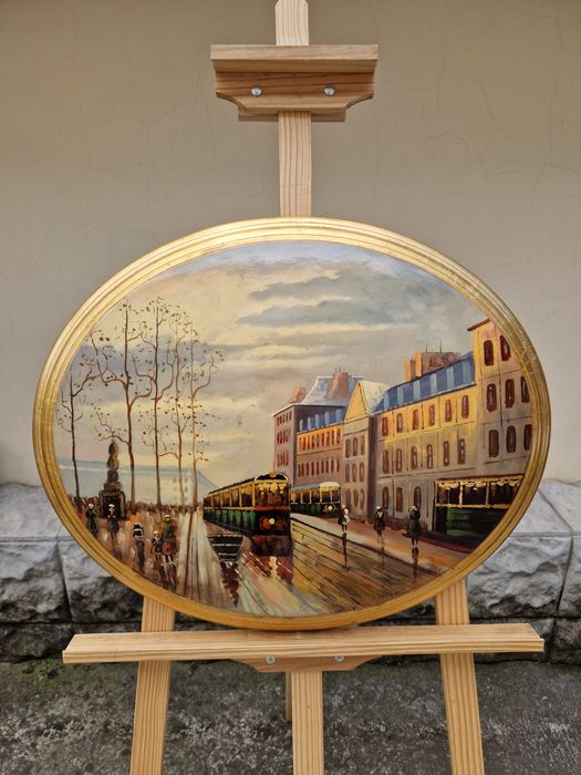 Страхотна антикварна картина масло върху дърво