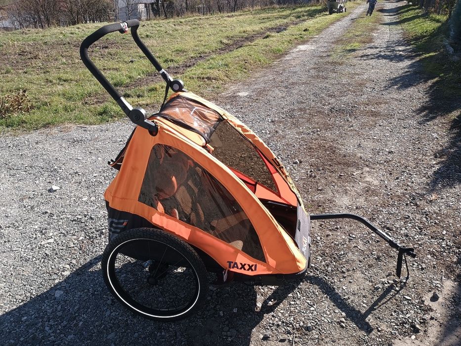 TaXXi Scool 2 Buggy Remorcă bicicletă portocalie  2 copii