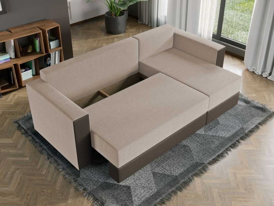 Coltar Extensibil Alfa Stofa Bej / Piele Maro - Transport Gratuit