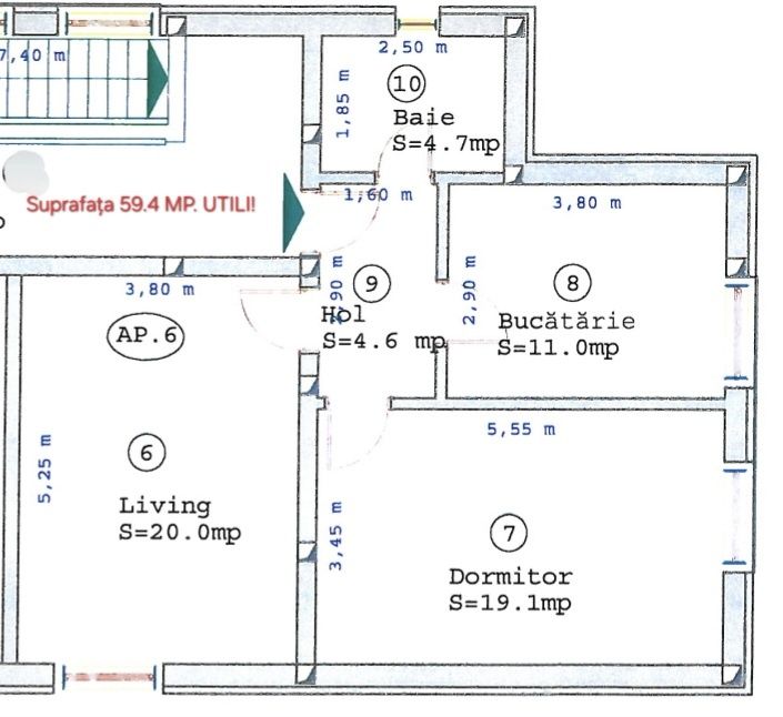 Rate direct dezvoltator! Apartament 2 camere 60 mp. utili!