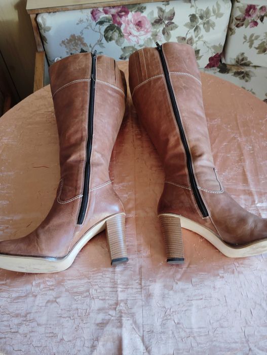 Дамски ботуши SIMPLY естествена кожа за дама с широк прасец 42 номер