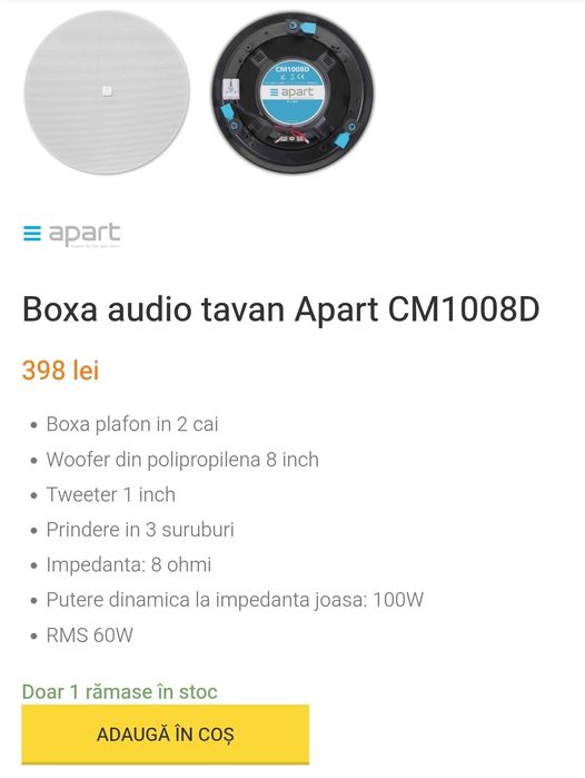 Difuzoare Apart 22 cm , Belgia , sunet de TOP !