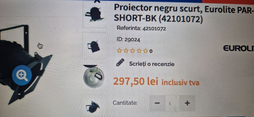 Proiector negru scurt ,eurolite par -64