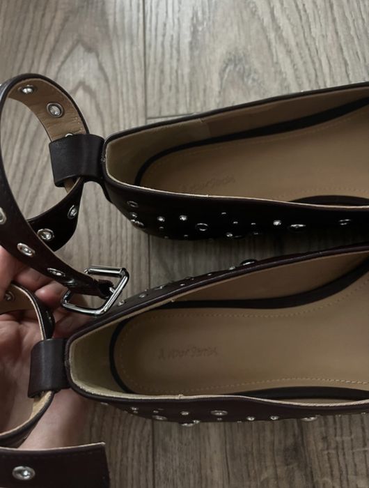 &Other Stories balerini din piele burgundy