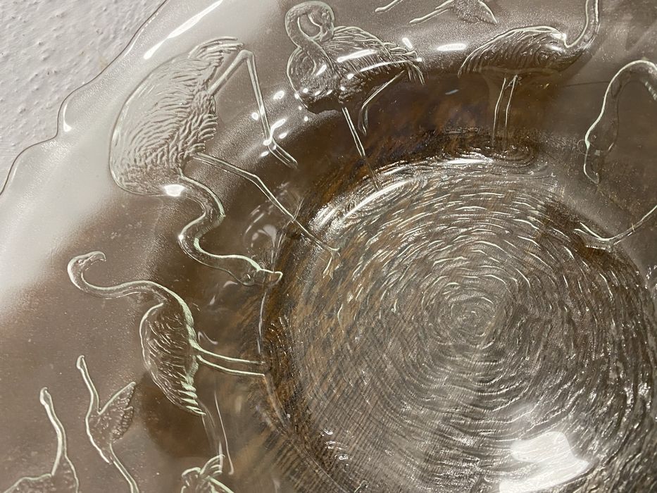 Френска кристална купа релеф птици Paris style 1950 те