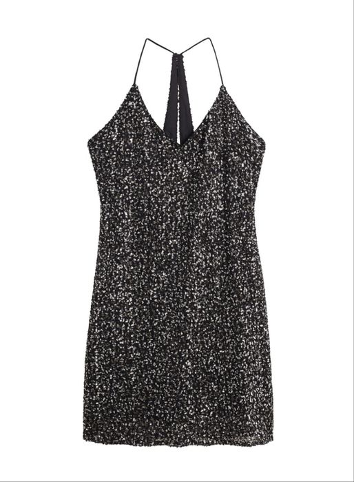 Черна рокля с пайети Mango