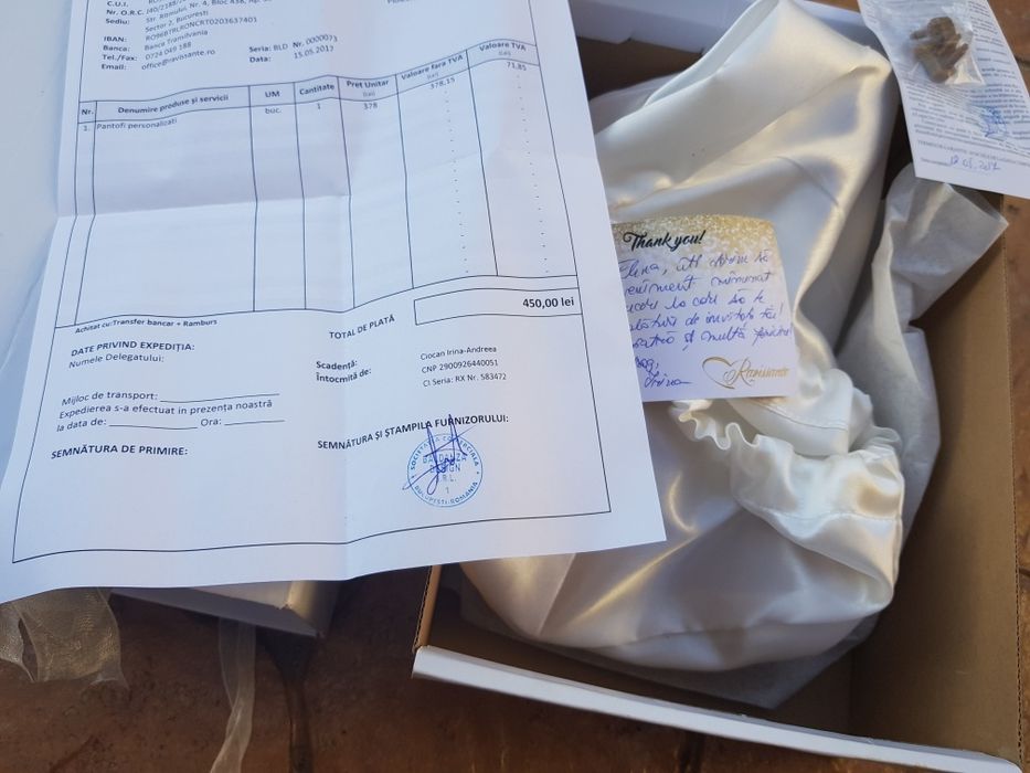 Pantofi de mireasă ( piele naturală) noi! Factura