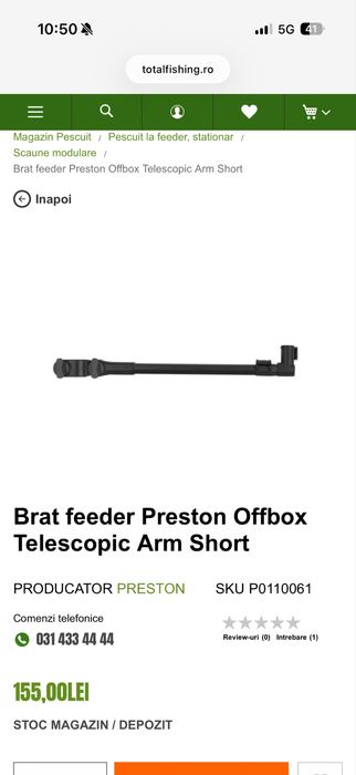 Brat feeder Preston Offbox Telescopic Arm Short si Long
