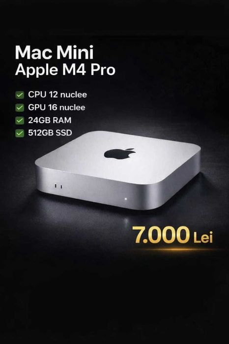 Mac Mini Apple M4 Pro / 24GB RAM / 512GB SSD (cumparat Februarie 2025)