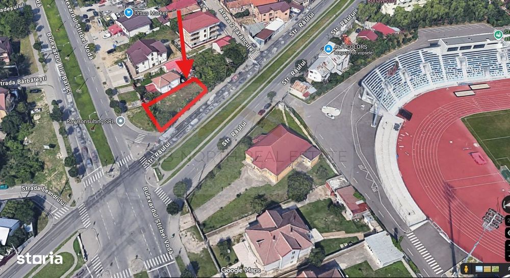 Teren 500 mp , colț stradal, vizibilitate maximă, lângă stadion – Crai