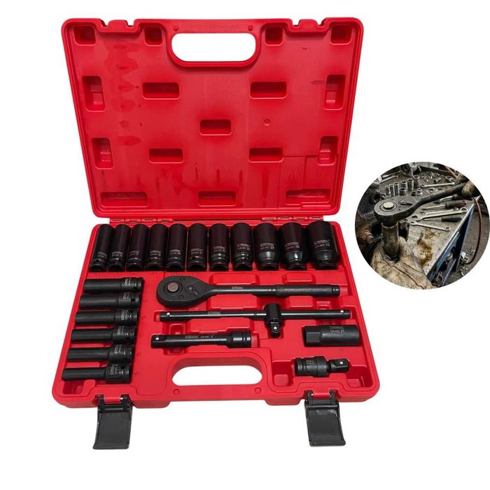 Ударно гедоре с дълбоки вложки 1/2″ 23части – STAHLMAYER